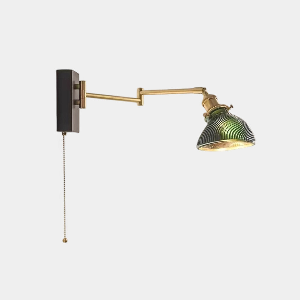 Swing Arm Glass Wall Lamp with Pull Chain