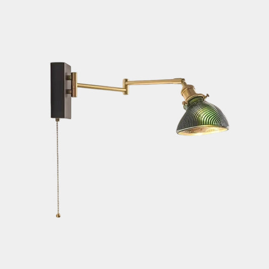 Swing Arm Glass Wall Lamp with Pull Chain