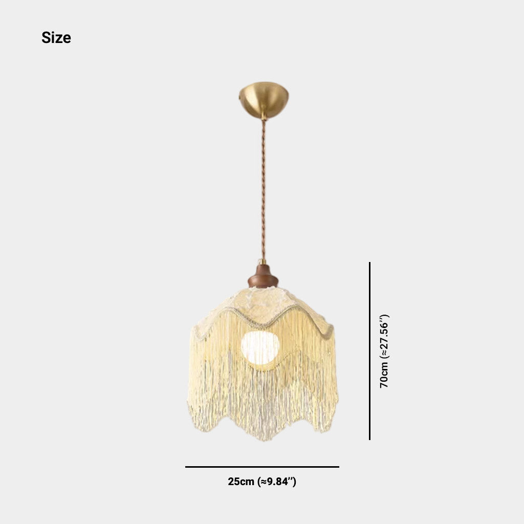 Tassel Pendant Light Scalloped Fabric Shade