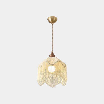 Tassel Pendant Light Scalloped Fabric Shade