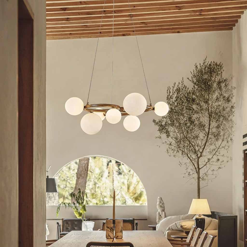 Tree Branch Ring Chandelier with Multiple Globes