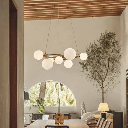 Tree Branch Ring Chandelier with Multiple Globes