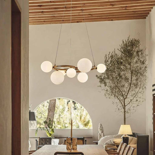 Tree Branch Ring Chandelier with Multiple Globes