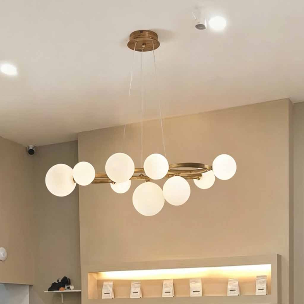 Tree Branch Ring Chandelier with Multiple Globes