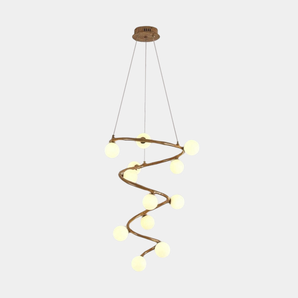 Tree Branch Spiral Chandelier Multi-Globe for High Ceiling