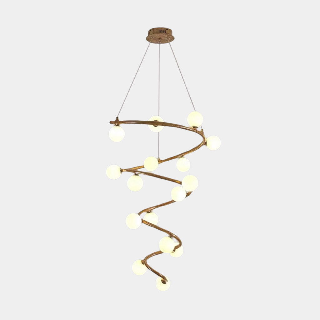 Tree Branch Spiral Chandelier Multi-Globe for High Ceiling
