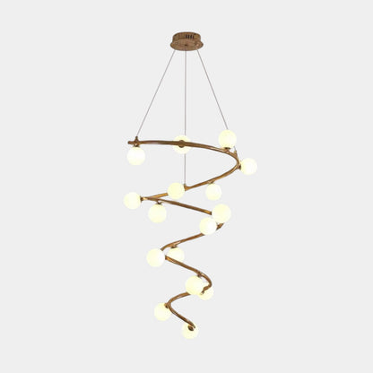 Tree Branch Spiral Chandelier Multi-Globe for High Ceiling