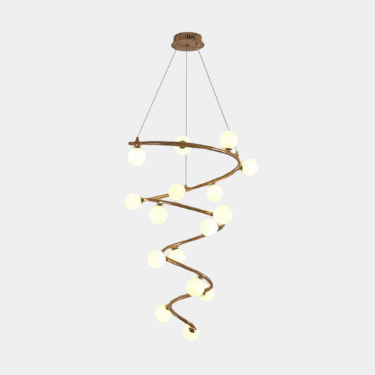 Tree Branch Spiral Chandelier Multi-Globe for High Ceiling