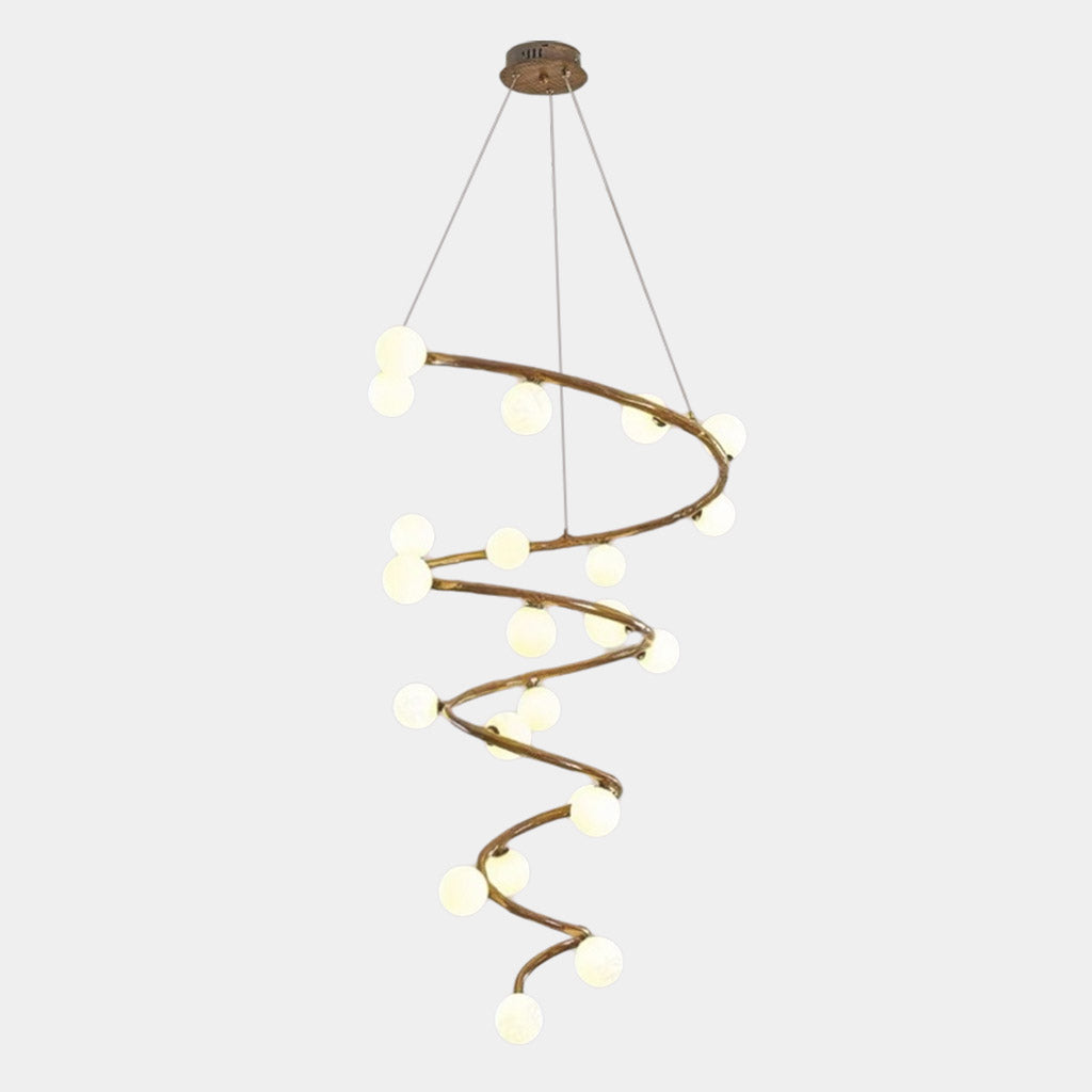 Tree Branch Spiral Chandelier Multi-Globe for High Ceiling