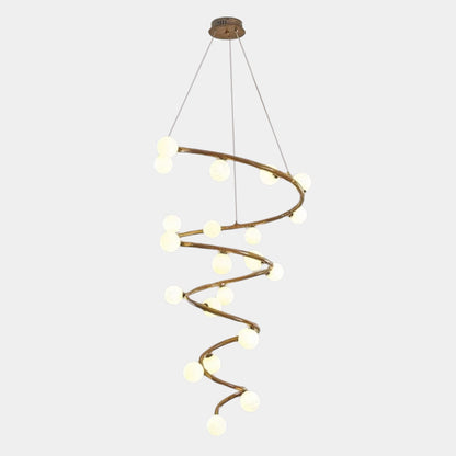 Tree Branch Spiral Chandelier Multi-Globe for High Ceiling