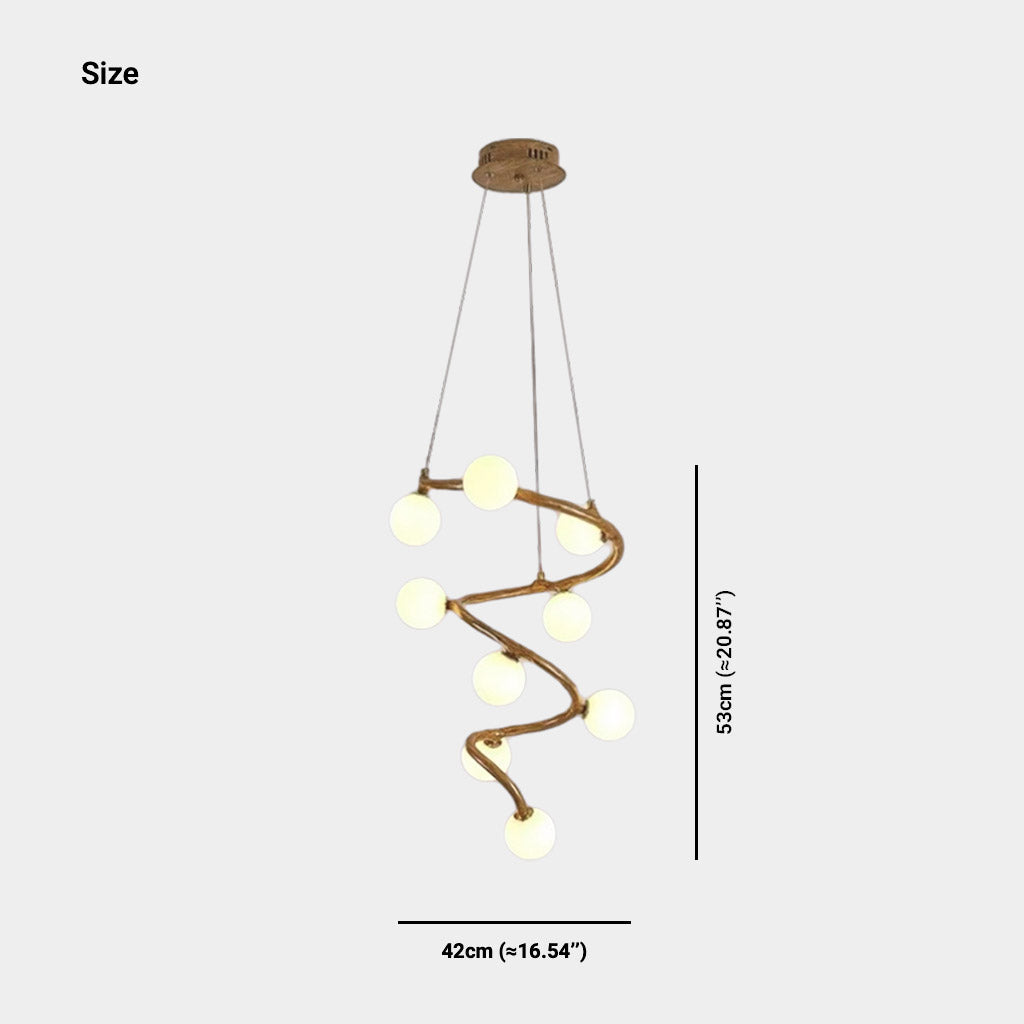 Tree Branch Spiral Chandelier Multi-Globe for High Ceiling
