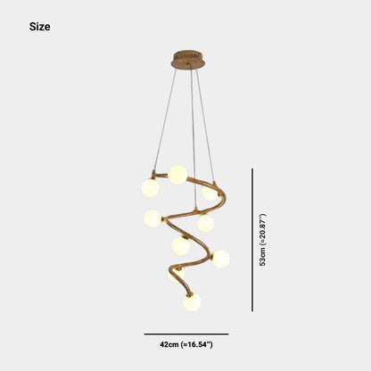 Tree Branch Spiral Chandelier Multi-Globe for High Ceiling