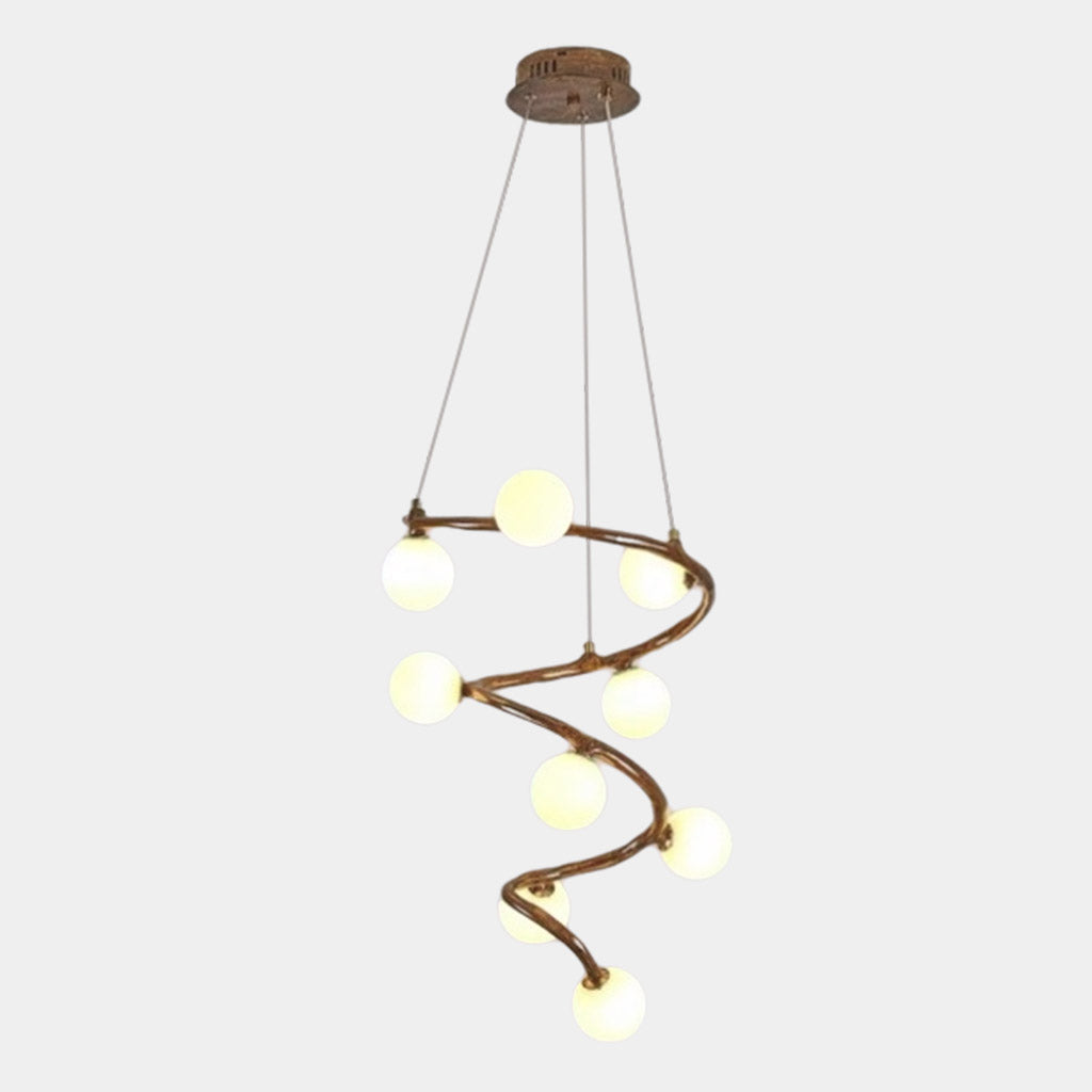 Tree Branch Spiral Chandelier Multi-Globe for High Ceiling