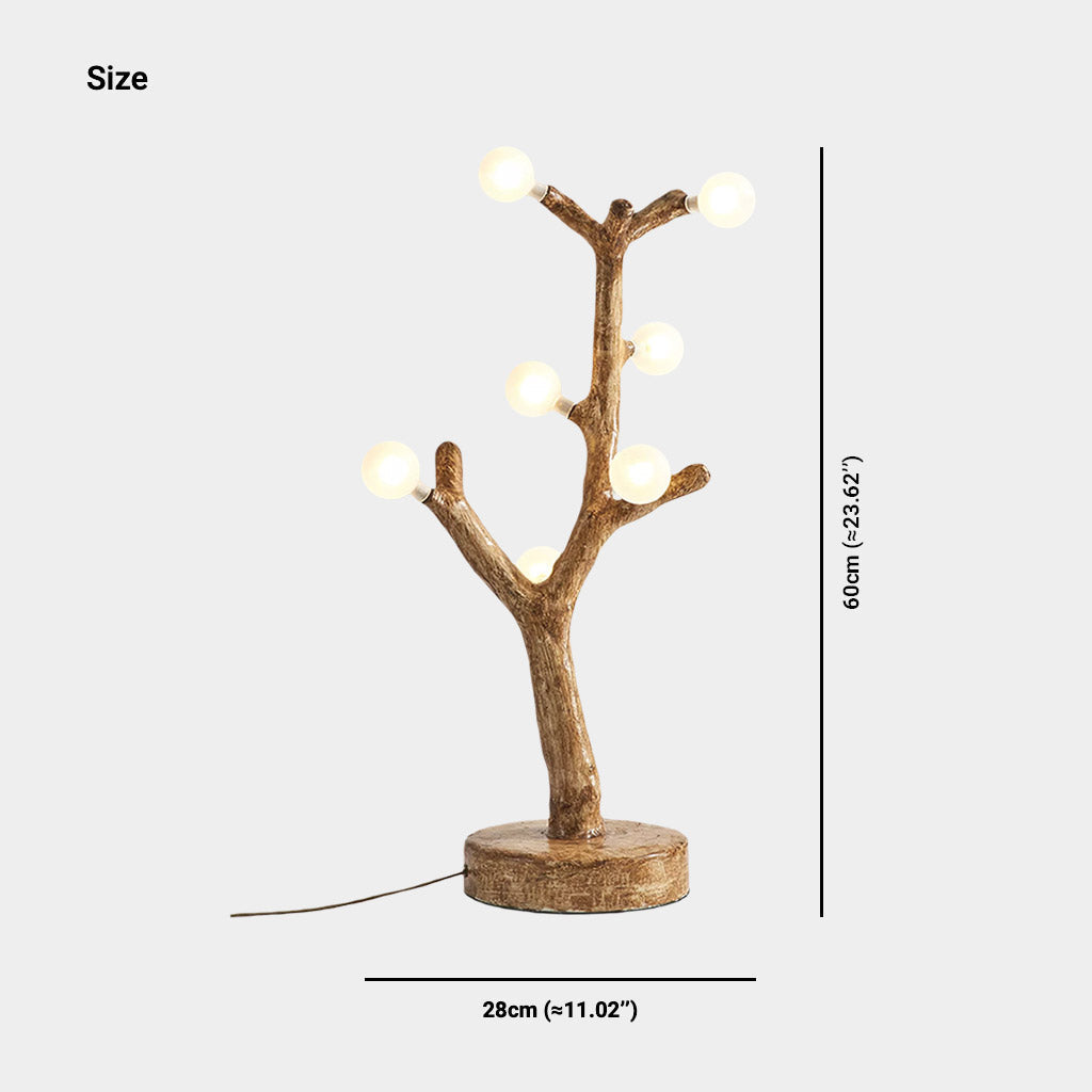Tree Branch Table Lamp Glass Globe, Resin