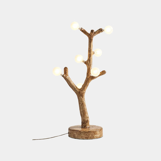 Tree Branch Table Lamp Glass Globe, Resin