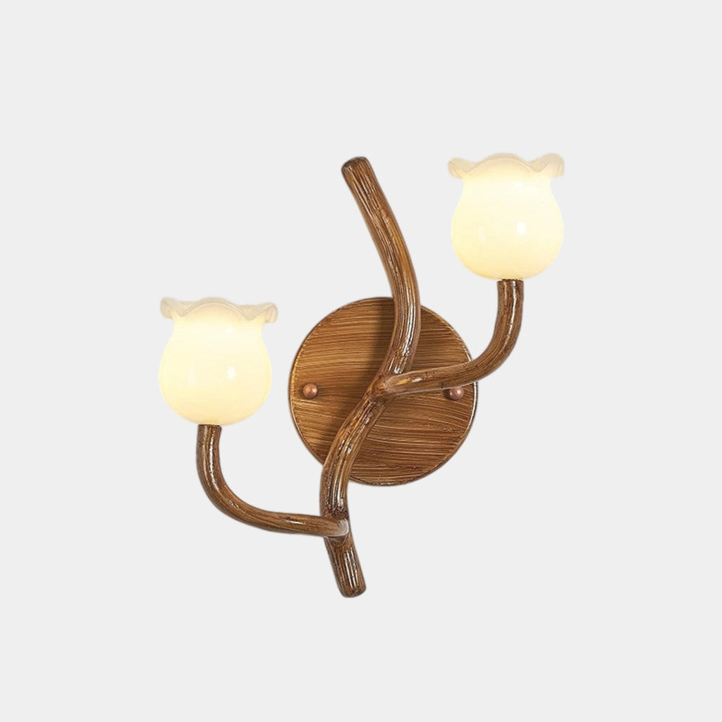 Tree Branch Wall Sconce with 2 Flower Heads