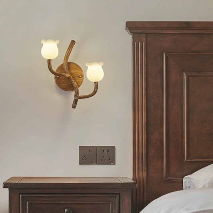 Tree Branch Wall Sconce with 2 Flower Heads