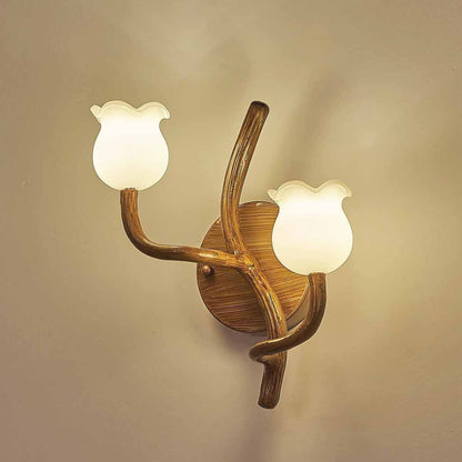 Tree Branch Wall Sconce with 2 Flower Heads