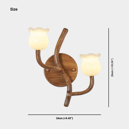 Tree Branch Wall Sconce with 2 Flower Heads