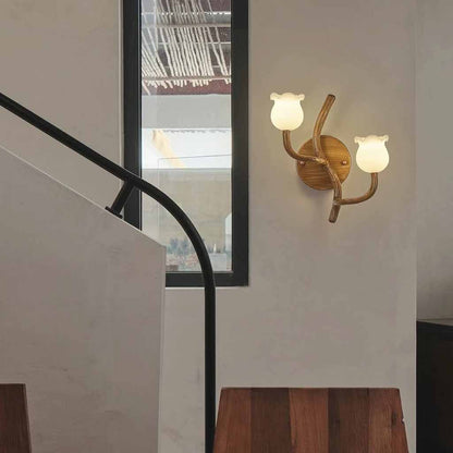 Tree Branch Wall Sconce with 2 Flower Heads