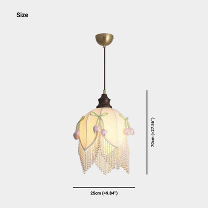 Tulip Pendant Light Fabric Flower with Tassel