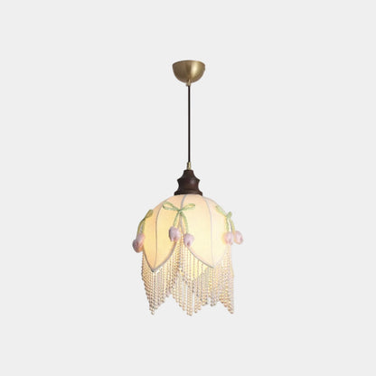 Tulip Pendant Light Fabric Flower with Tassel