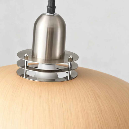 UFO Flying Saucer Pendant Light Wood Grain Iron