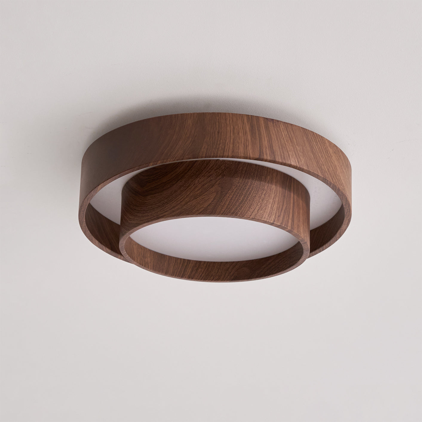 Wavin Ceiling Light Double - Ring Walnut Color
