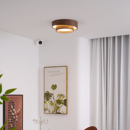 Wavin Ceiling Light Double - Ring Walnut Color