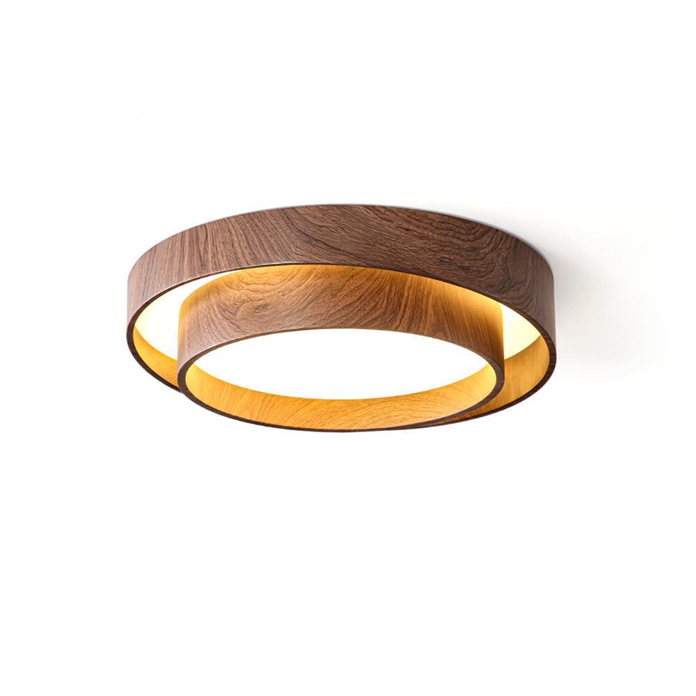 Wavin Ceiling Light Double - Ring Walnut Color