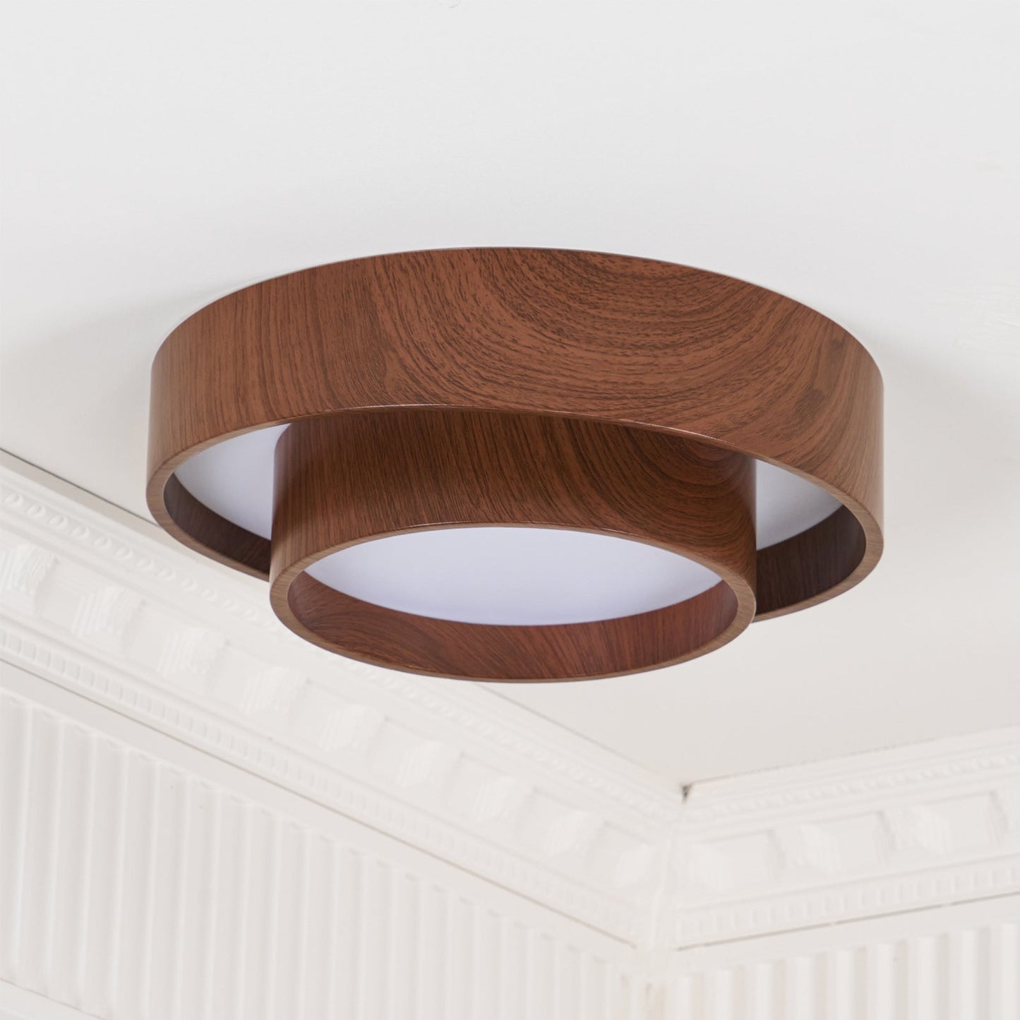 Wavin Ceiling Light Double - Ring Walnut Color