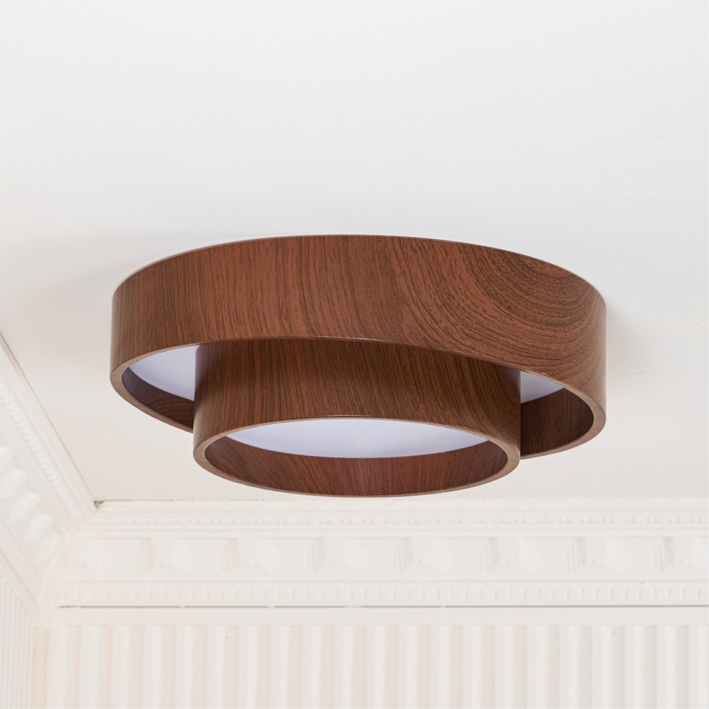 Wavin Ceiling Light Double - Ring Walnut Color
