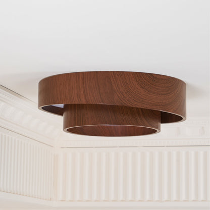 Wavin Ceiling Light Double - Ring Walnut Color