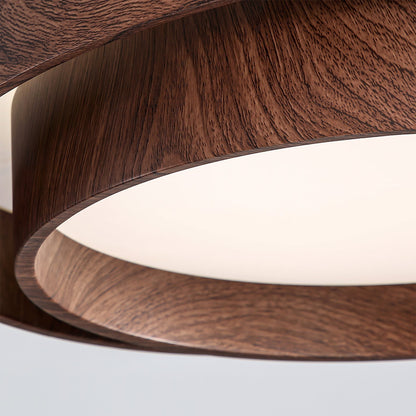 Wavin Ceiling Light Double - Ring Walnut Color