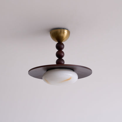 Muto Ceiling Light Walnut Color & White Imitation Alabaster