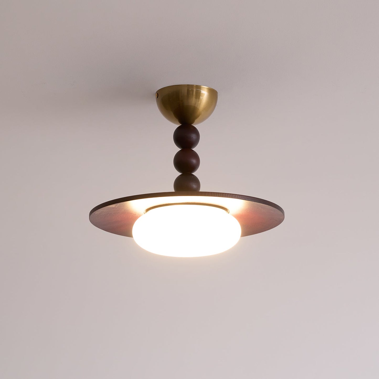 Muto Ceiling Light Walnut Color & White Imitation Alabaster