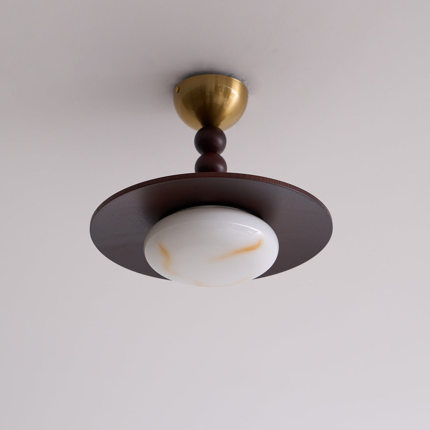 Muto Ceiling Light Walnut Color & White Imitation Alabaster