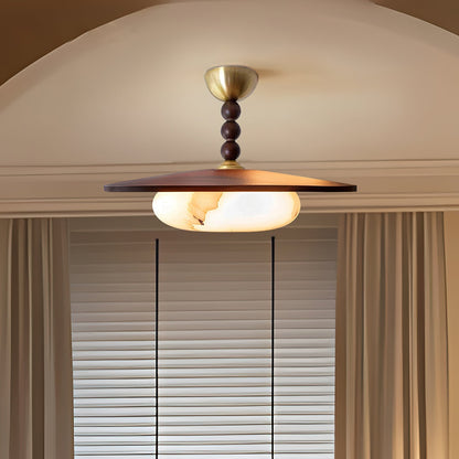 Muto Ceiling Light Walnut Color & White Imitation Alabaster