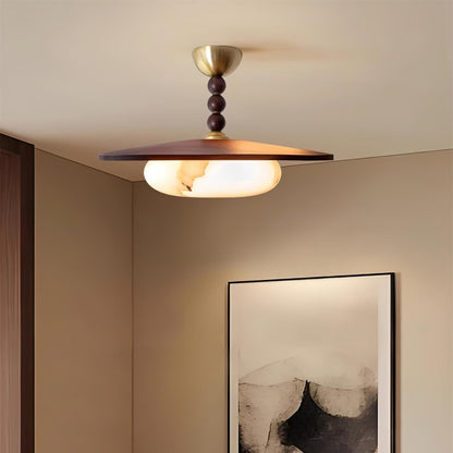 Muto Ceiling Light Walnut Color & White Imitation Alabaster