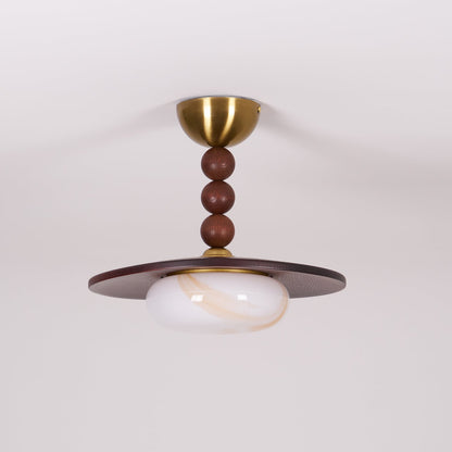 Muto Ceiling Light Walnut Color & White Imitation Alabaster