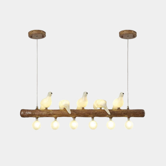 Vintage Bird Pendant Light Linear Branch Resin