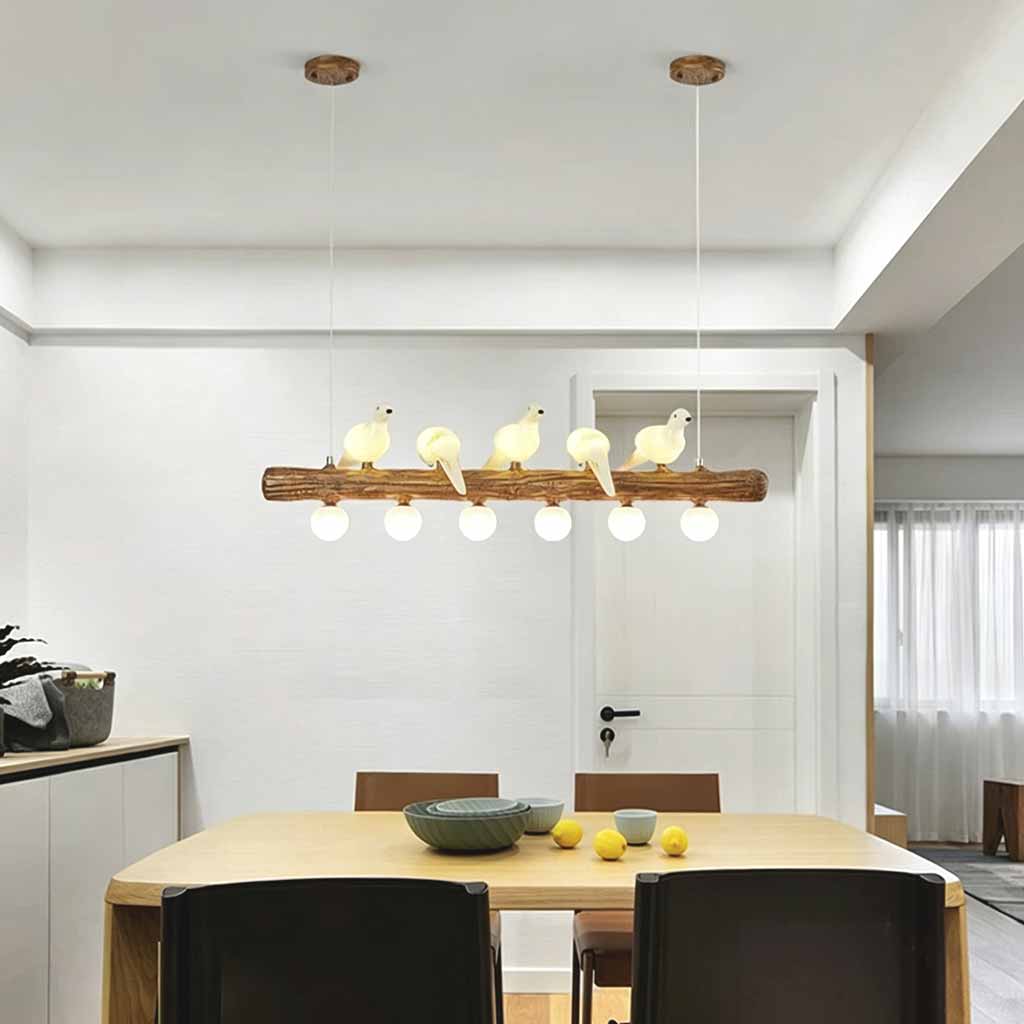 Vintage Bird Pendant Light Linear Branch Resin