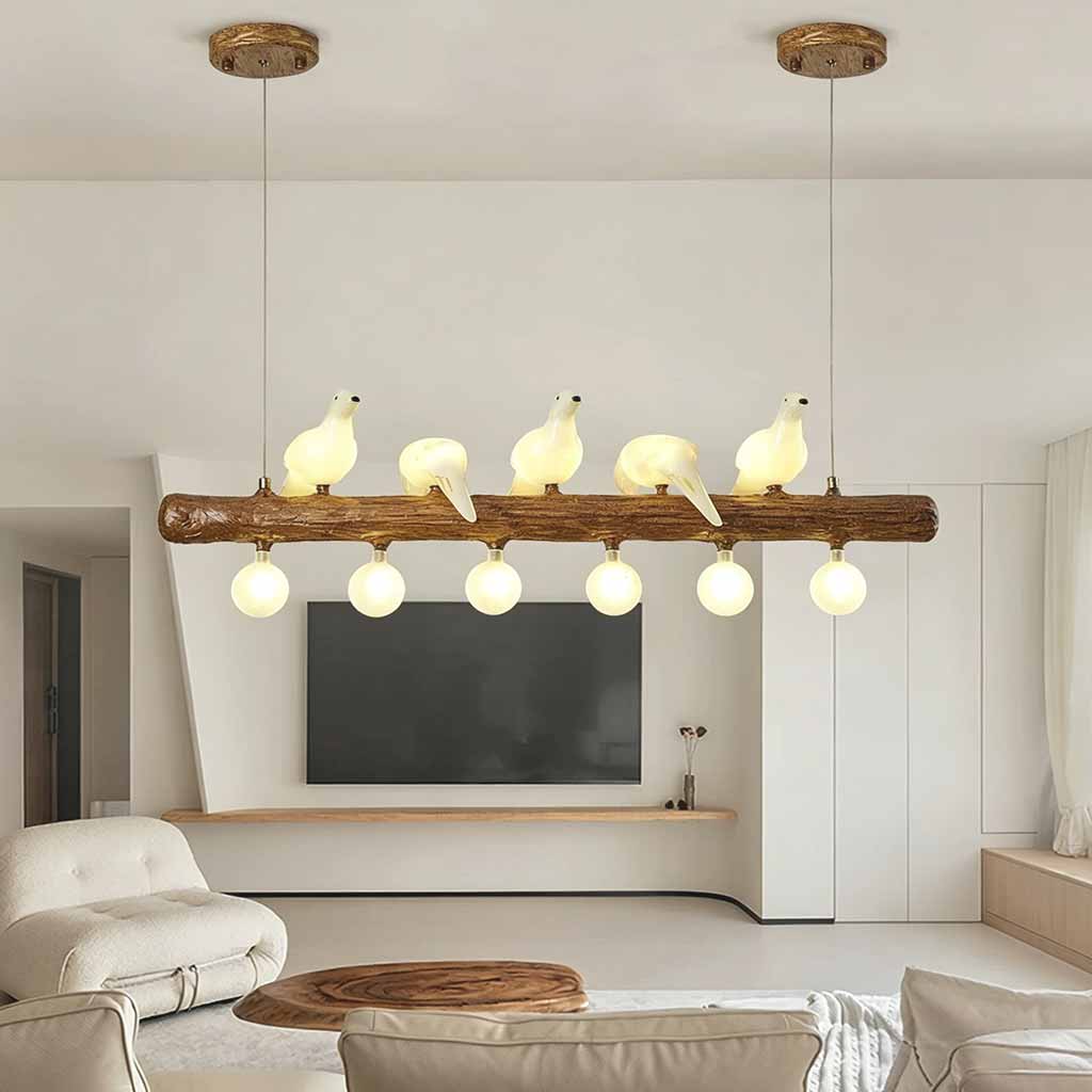 Vintage Bird Pendant Light Linear Branch Resin
