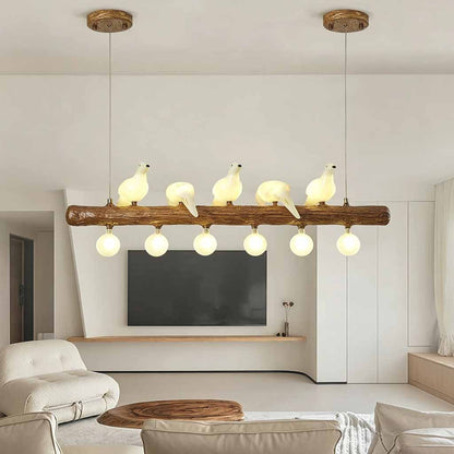Vintage Bird Pendant Light Linear Branch Resin