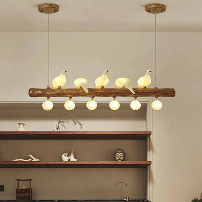 Vintage Bird Pendant Light Linear Branch Resin