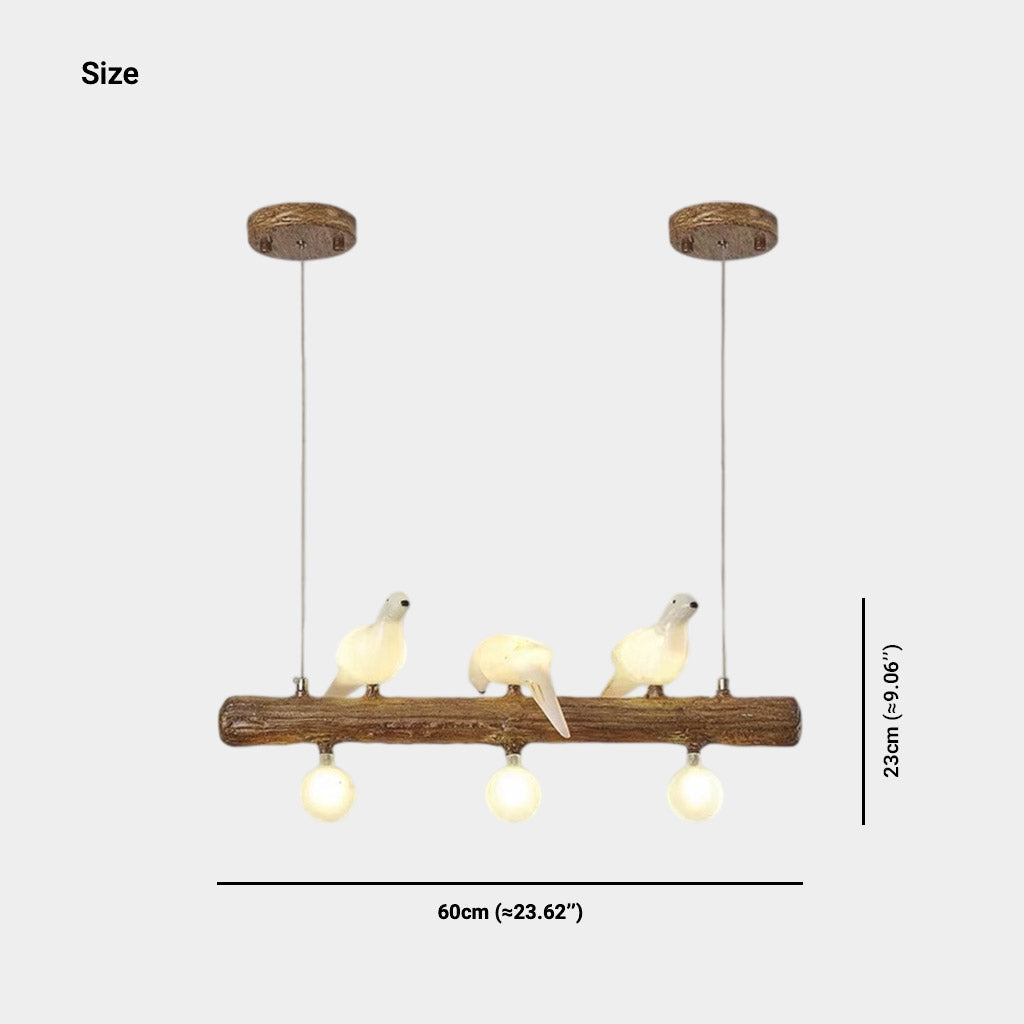 Vintage Bird Pendant Light Linear Branch Resin