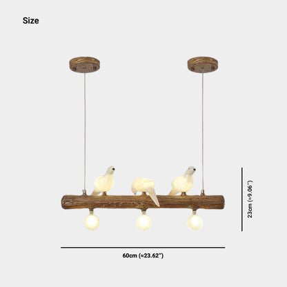 Vintage Bird Pendant Light Linear Branch Resin
