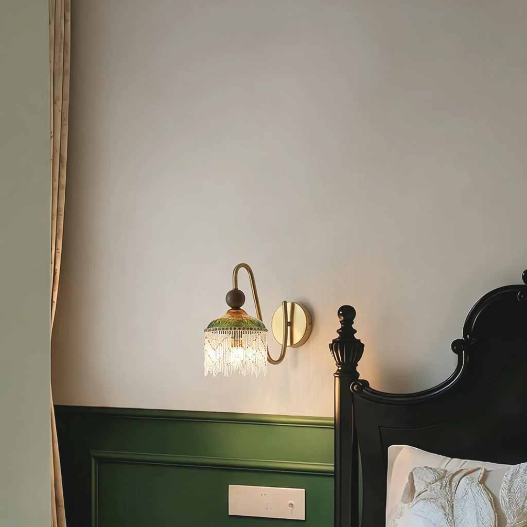 Vintage Tassel Wall Sconce Light with Crystal Fringe
