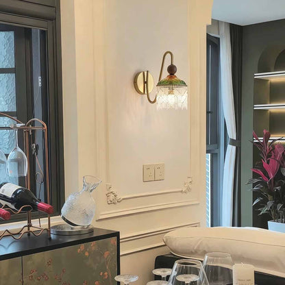 Vintage Tassel Wall Sconce Light with Crystal Fringe