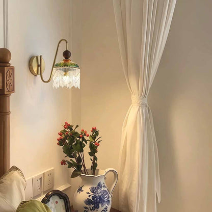 Vintage Tassel Wall Sconce Light with Crystal Fringe